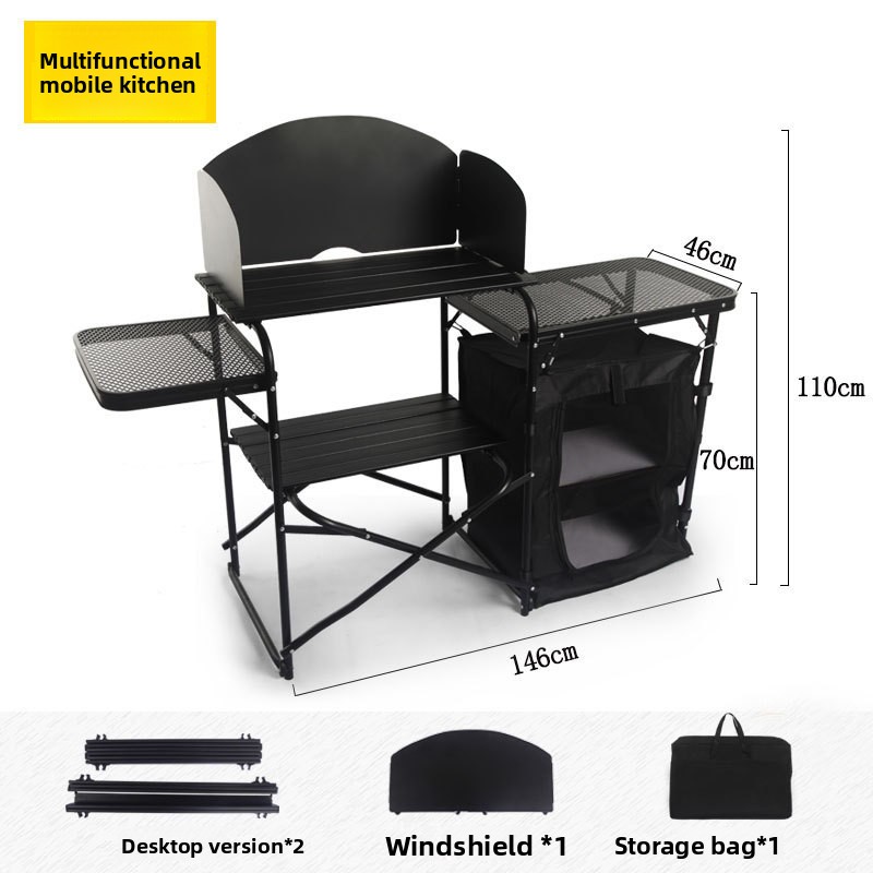 Outdoor Camping Table With Storage - Multifunctional Outdoor Mobile Kitchen Camping Folding