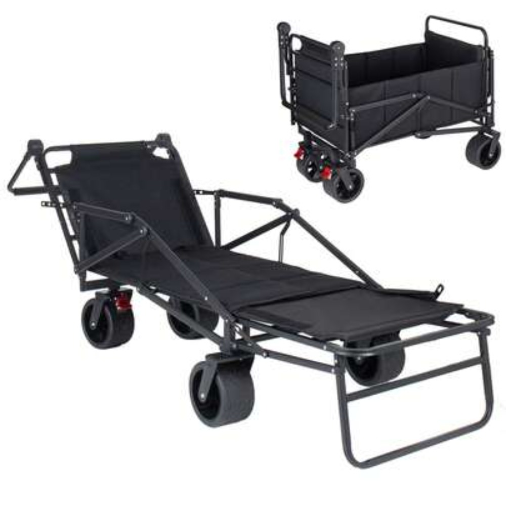 Outdoor Camping Table With Storage - 3-In-1 Seat Wagon Cart with Cup