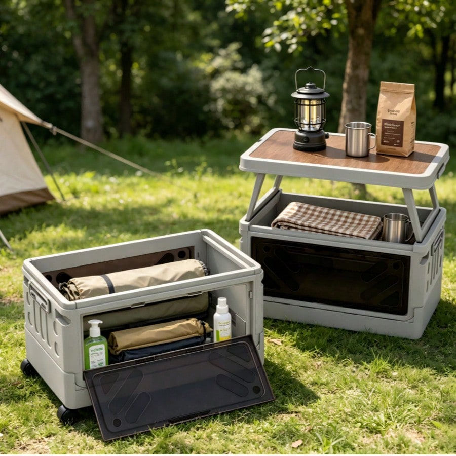 Outdoor Camping Table With Storage - Multi-Functional Outdoor Camping Storage Box With