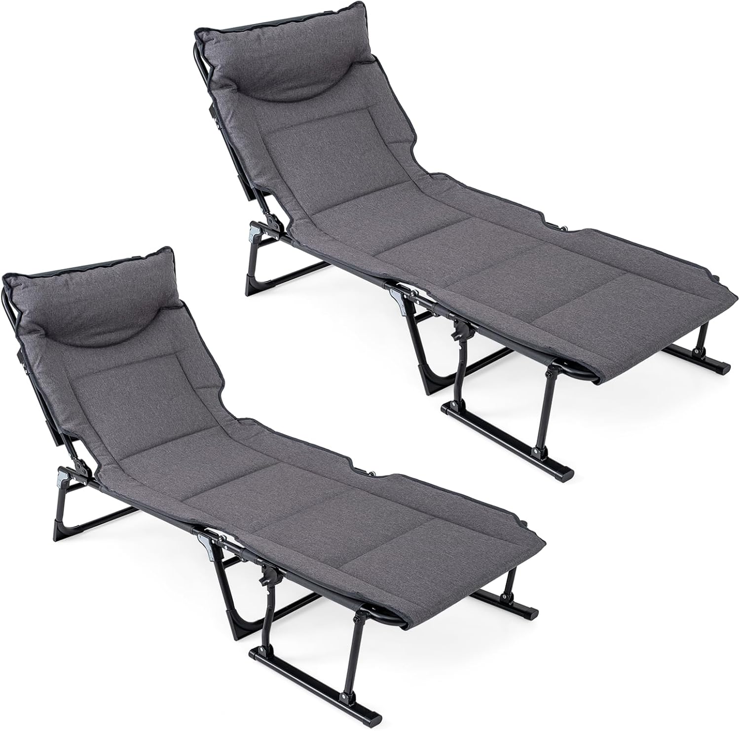 Outdoor Camping Cot - Folding Patio Lounge Chair Set Of
