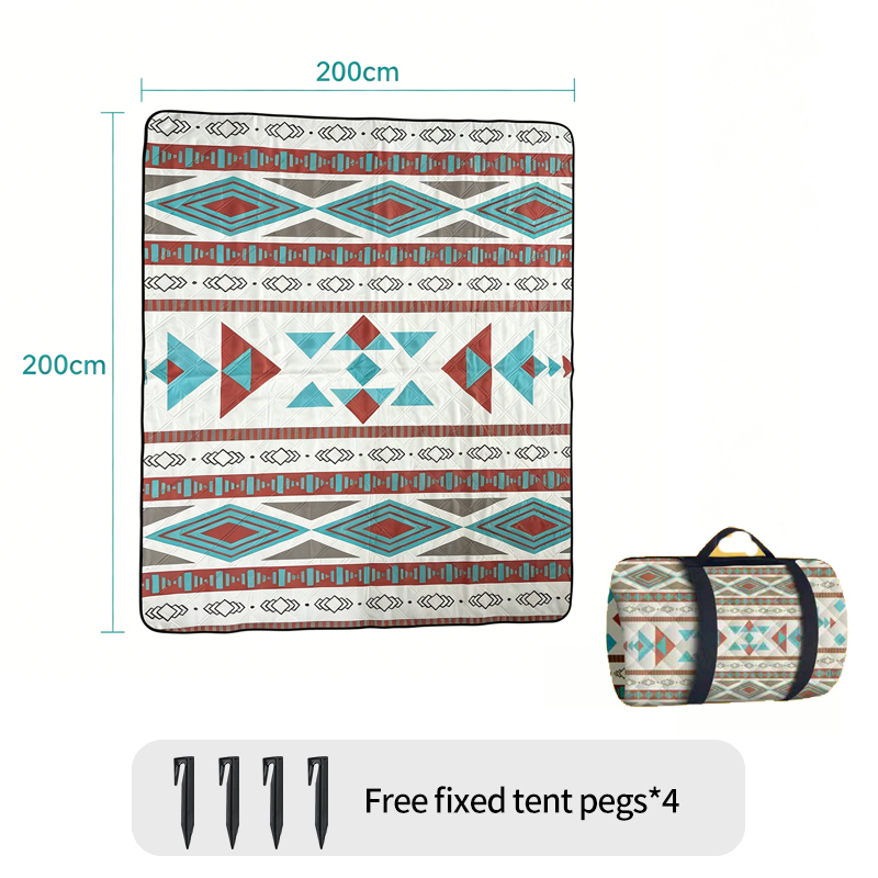 Outdoor Camping Rug Waterproof - 200x300 Boho Geometric Picnic Blanket Waterproof