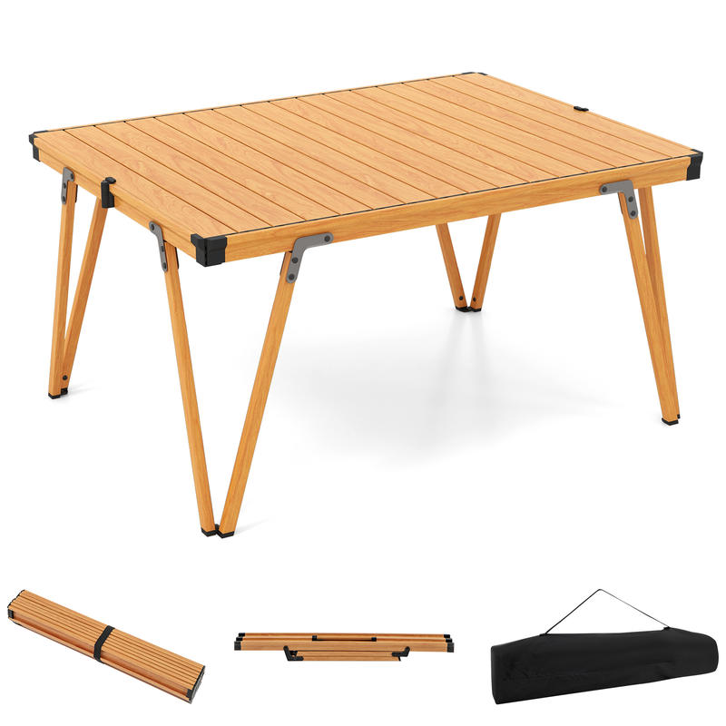 Outdoor Camping Table With Storage - Single Folding Picnic Table 93 x