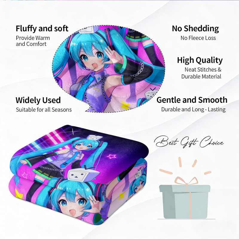 Hatsune Miku Flannel Blanket,  - огляд і ціна Outdoor Camping Anime