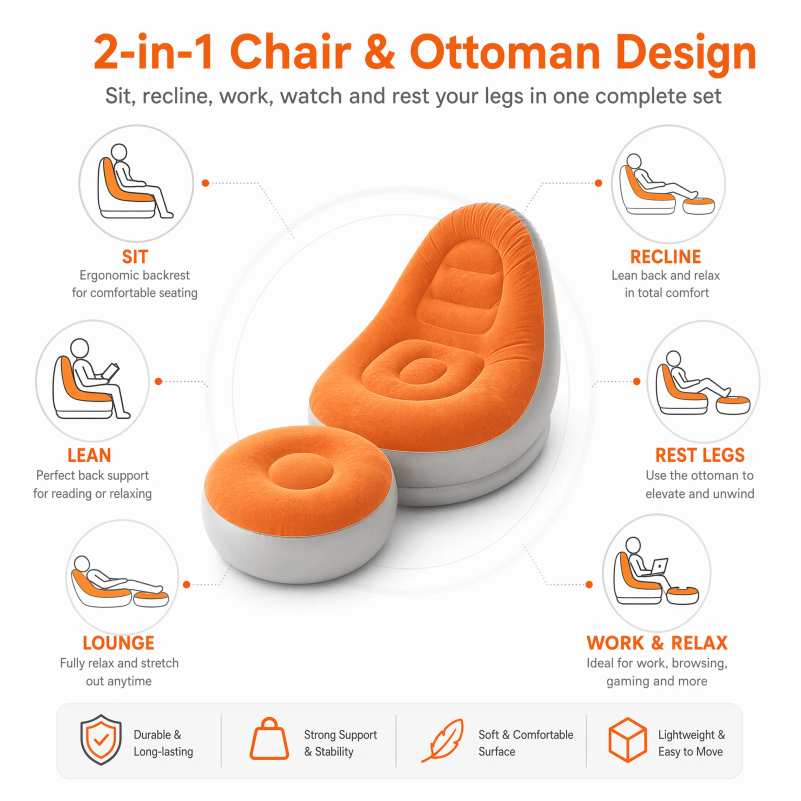 Flocking Inflatable Lazy Sofa  - огляд і ціна Outdoor Camping Couch