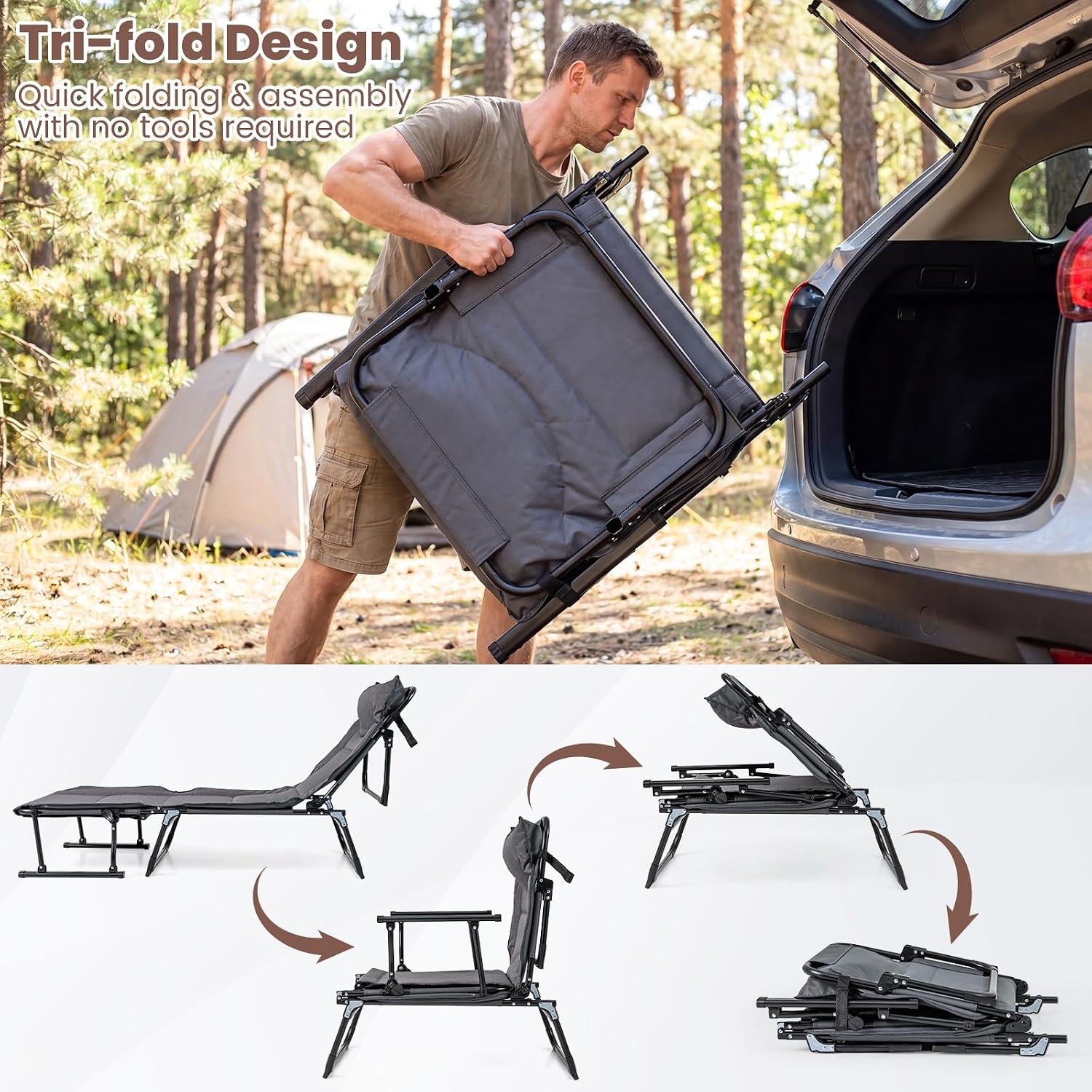 Folding Patio Lounge Chair Set - огляд і ціна Outdoor Camping Cot