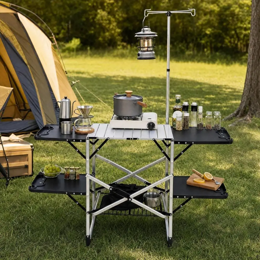 Portable Outdoor Kitchen Table - огляд і ціна Outdoor Camping Table With Storage