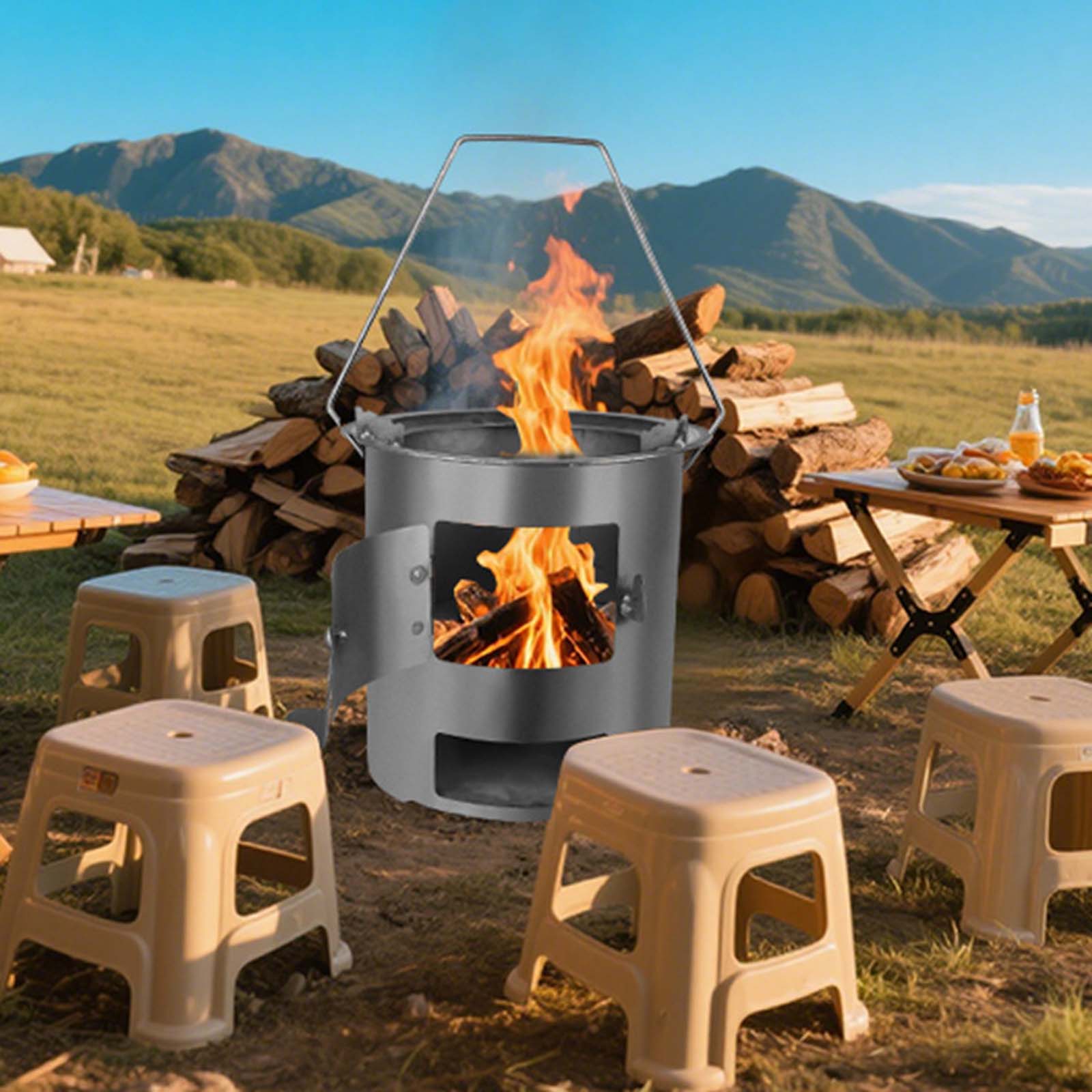 20cm Portable Wood Furnace Out - огляд і ціна Outdoor Camping Fire Pit