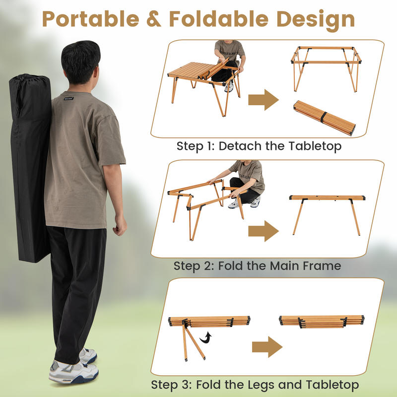 Single Folding Picnic Table 93 - огляд і ціна Outdoor Camping Table With Storage